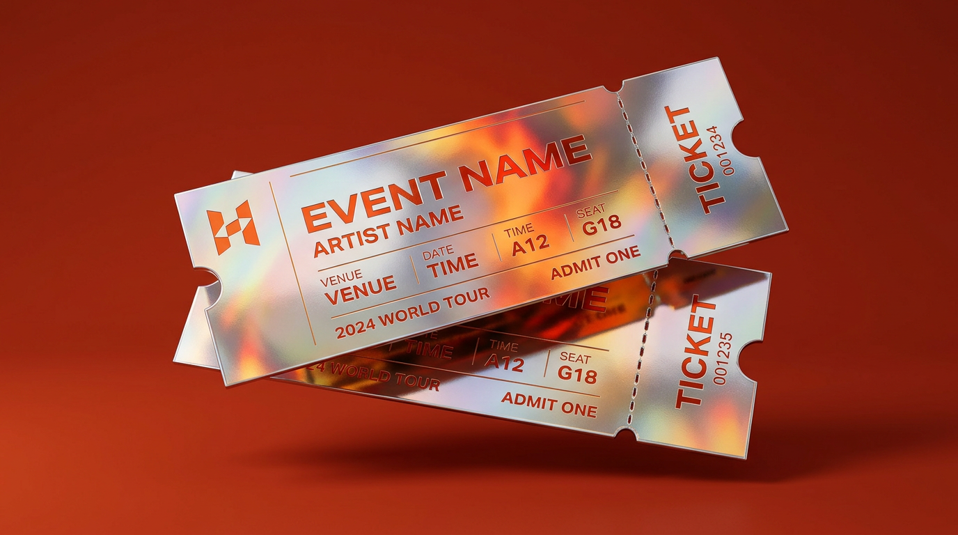 Two holographic concert tickets